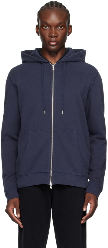 Photo: Sunspel Navy Loopback Zip Hoodie