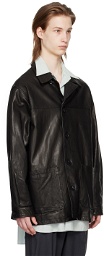 YOKE Black Vented Leather Jacket