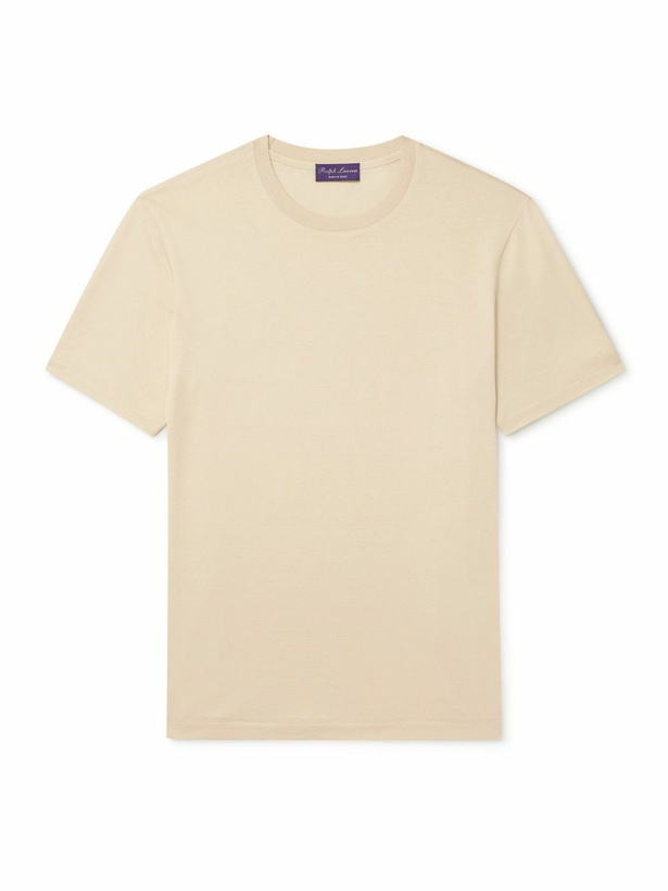 Photo: Ralph Lauren Purple label - Slim-Fit Logo-Embroidered Cotton and Silk-Blend Jersey T-Shirt - White