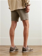 Mr P. - Slim-Fit Straight-Leg Stretch-Cotton Seersucker Shorts - Brown