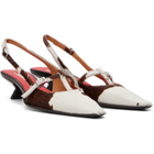 Marni White & Brown Cow-Print Ponyhair Katty Slingback Heels