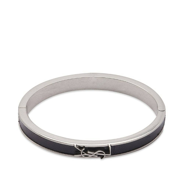 Photo: Saint Laurent Men's YSL Thin Bracelet in Black