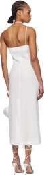 Blumarine White Sheath Rose Detail Midi Dress