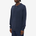 Beams Plus Men's Knit Polo Shirt in Navy