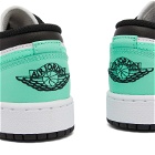 Air Jordan 1 Low GS Sneakers in White/Black/Green Glow