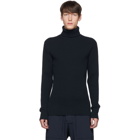 Bottega Veneta Navy Rib Knit Turtleneck