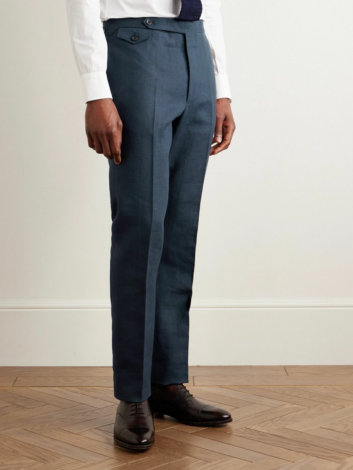 J. Mueser - Waverly Slim-Fit Straight-Leg Linen Suit Trousers - Blue