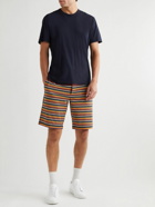 Paul Smith - Logo-Embroidered Striped Stretch-Cotton Jersey Drawstring Shorts - Blue