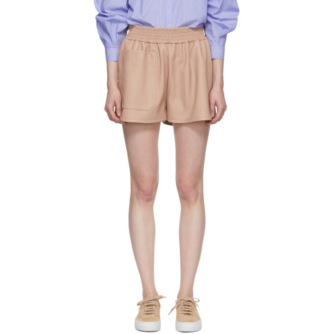 Photo: Stella McCartney Pink Faux-Leather Gathered Shorts
