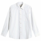 DUNST Women's Oversized Striped Shirt in Beige Stripe