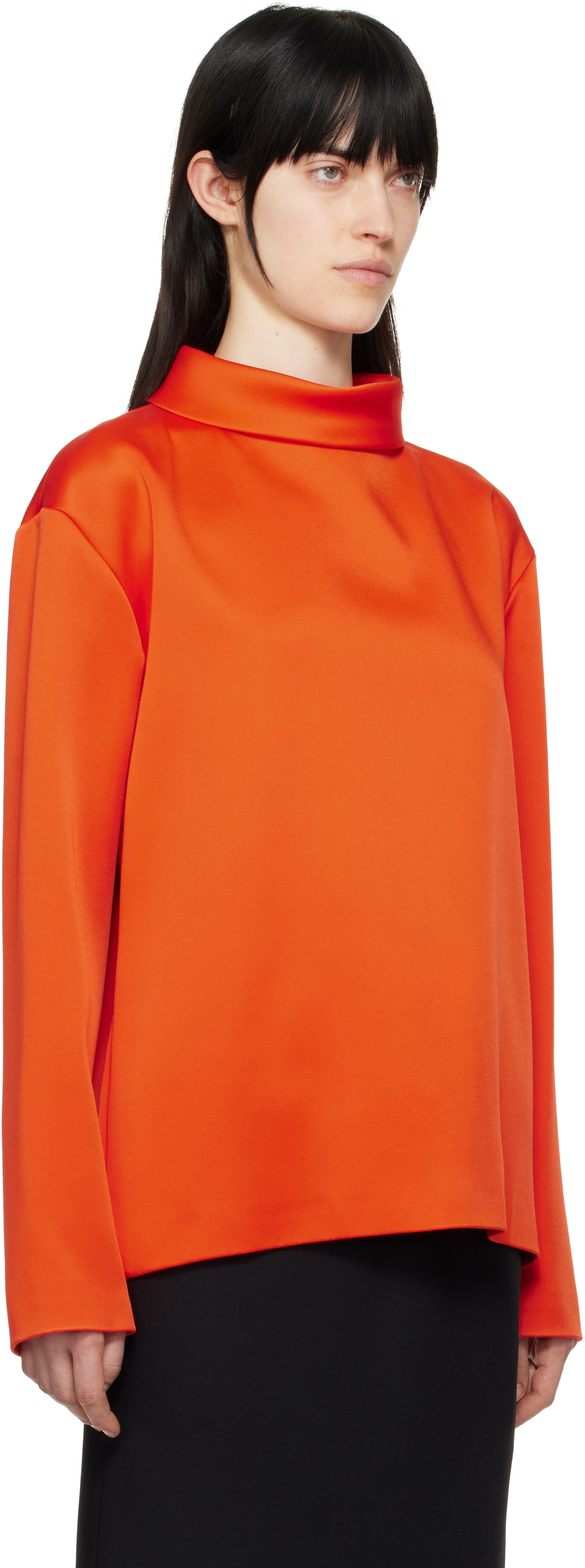 Carven Orange Double Satin Blouse