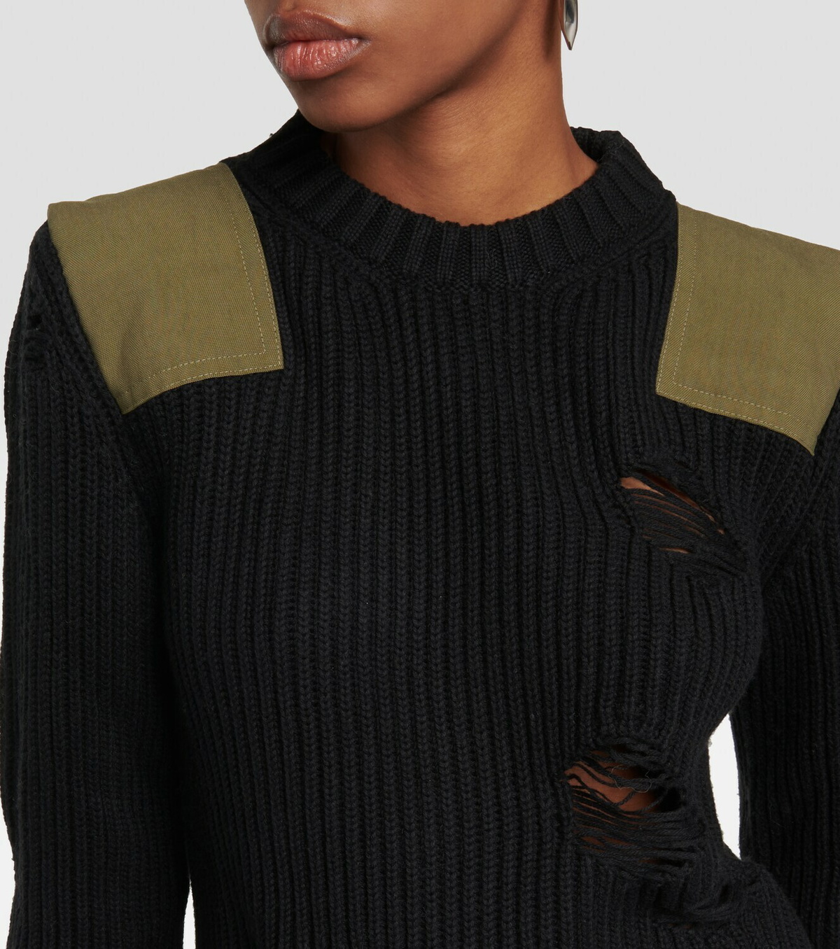 MM6 Maison Margiela Distressed cotton and wool sweater