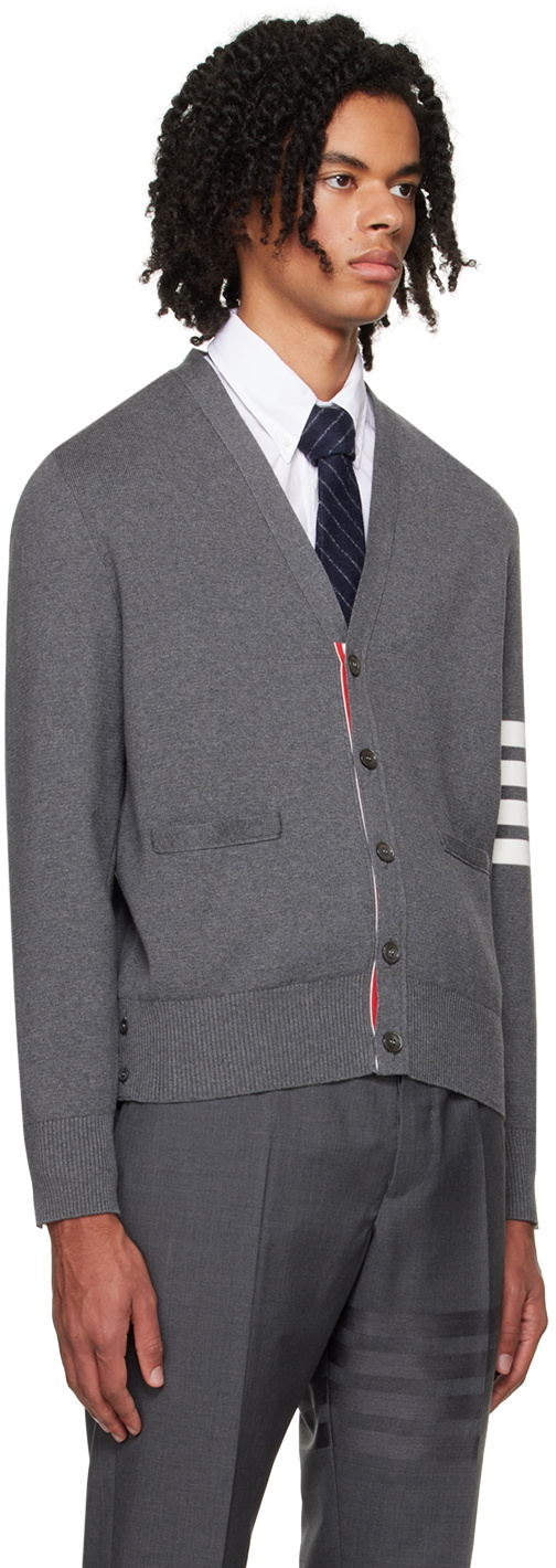 Thom Browne Gray 4-Bar Cardigan Thom Browne