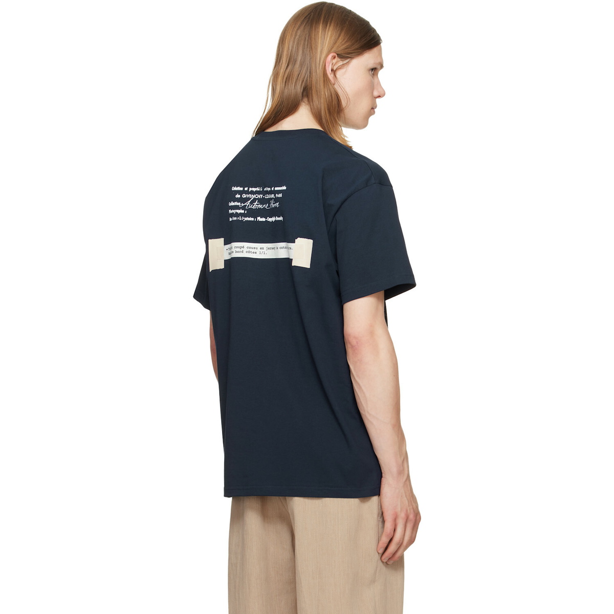 Givenchy Navy Archives Print Cotton T-shirt