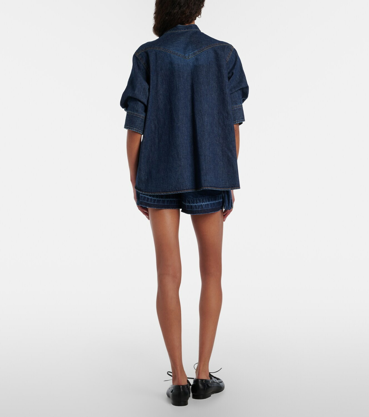 Sacai Belted denim shorts