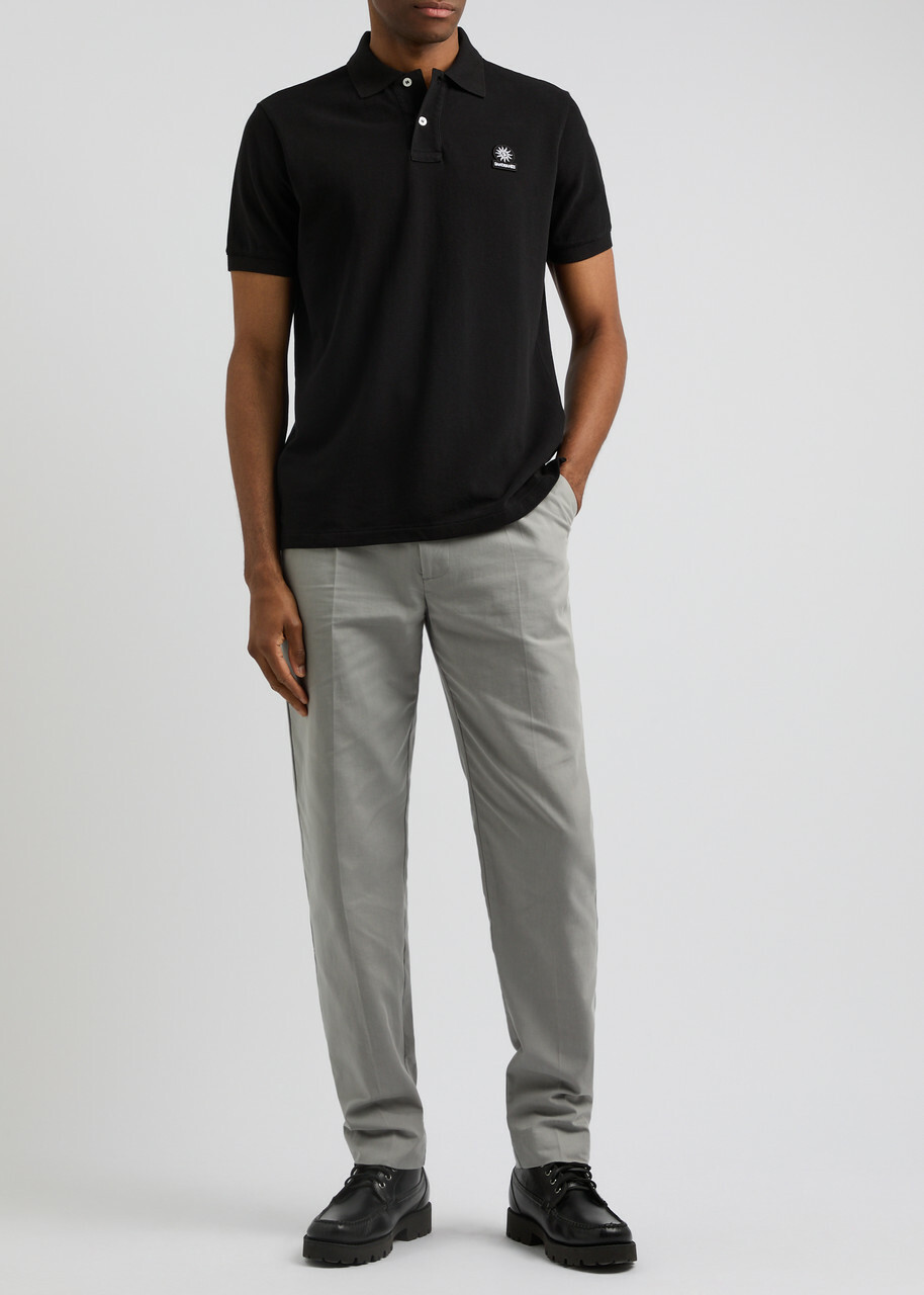 Sandbanks Logo Piqué Cotton Polo Shirt Black