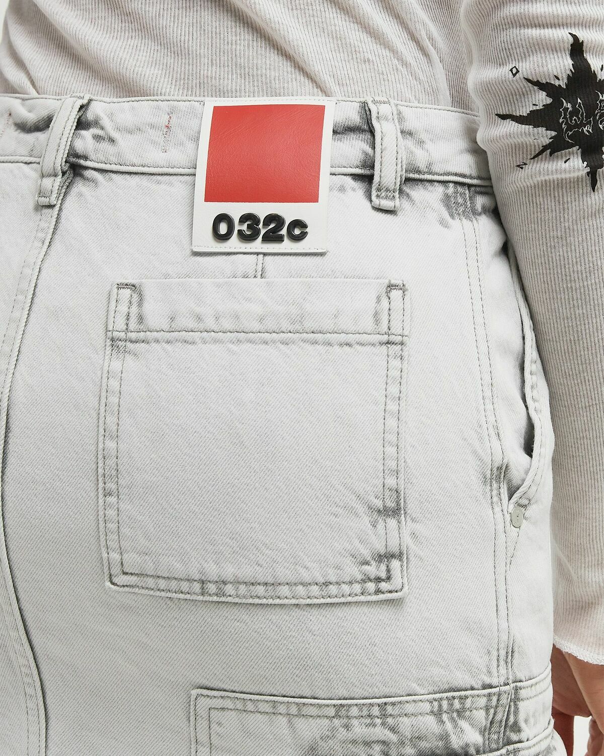 032c MY OWN MIND FRAYED DENIM SKIRT Grey Women