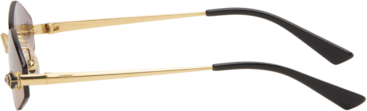 Cartier Gold 'Panthère de Cartier' Geometric Rimless Sunglasses Cartier