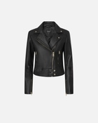 Pinko Nappa Leather Biker Jacket Limo Black