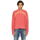 Palm Angels Red Curved Logo Sweatshirt