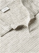 ONIA - Shaun Striped Linen Polo Shirt - Gray