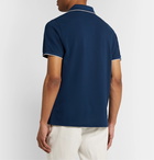 Loro Piana - Contrast-Tipped Stretch-Cotton Piqué Polo Shirt - Blue