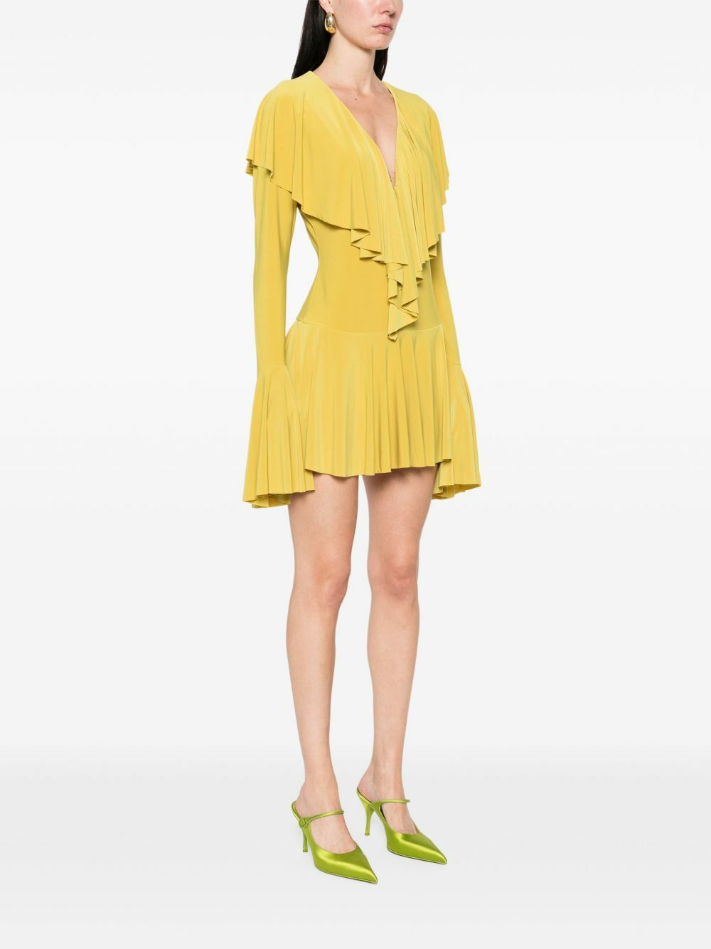 Norma Kamali Long-Sleeve Deep V-Neck Mini Dress Norma Kamali Norma Kamali Long-Sleeve Deep V-Neck Mini Dress Norma Kamali