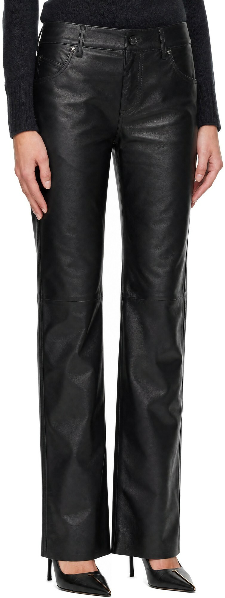 TOM FORD Black Five-Pocket Leather Trousers