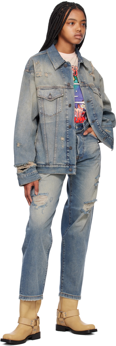 Acne Studios Blue Distressed Denim Jacket