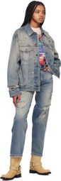 Acne Studios Blue Distressed Denim Jacket