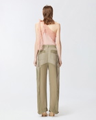 Pinko P Pants With Zip And Transparent Inserts Lichen Green