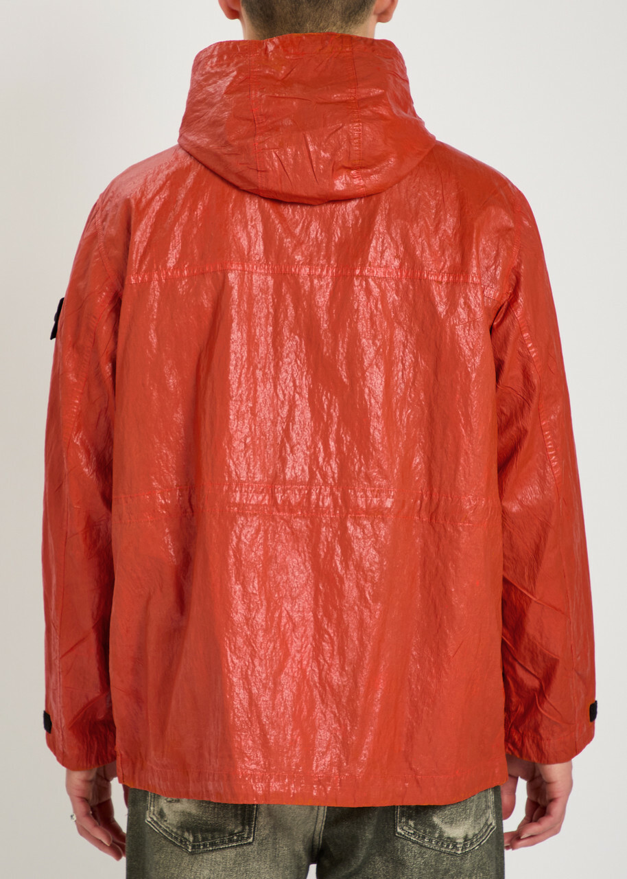 Stone Island Slick Hooded Nylon-tela Jacket Orange