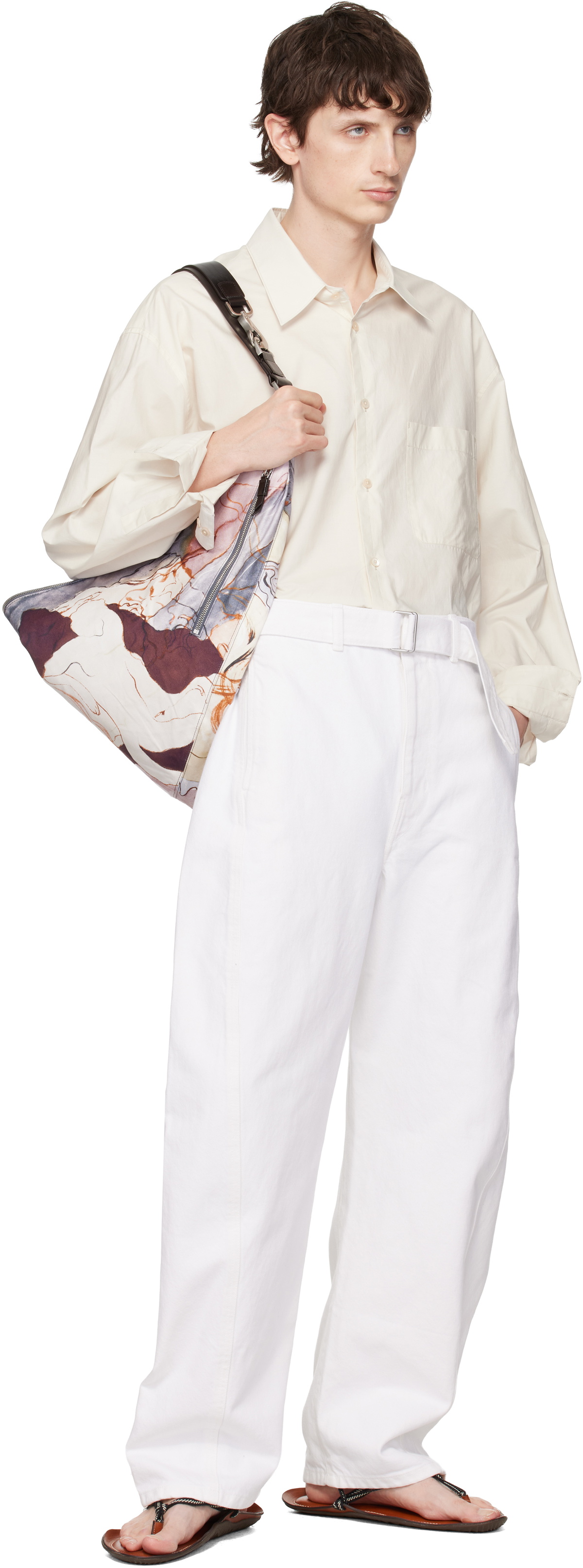 LEMAIRE White Twisted Belted Jeans