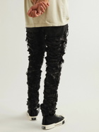 DRKSHDW by Rick Owens - Detroit Slim-Fit Distressed Paint-Splattered Coated Jeans - Black