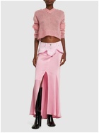 BLUMARINE - Silk Satin Blend & Denim Long Skirt