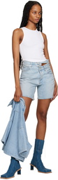 AGOLDE Blue Broken Waistband Denim Shorts