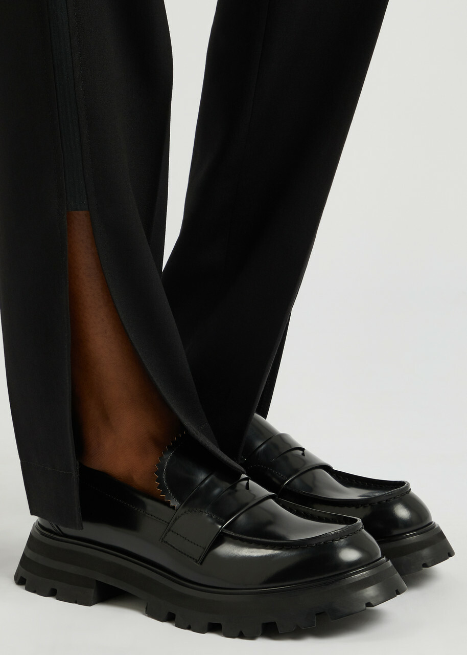Alexander Mcqueen Wander Glossed Leather Penny Loafers Black