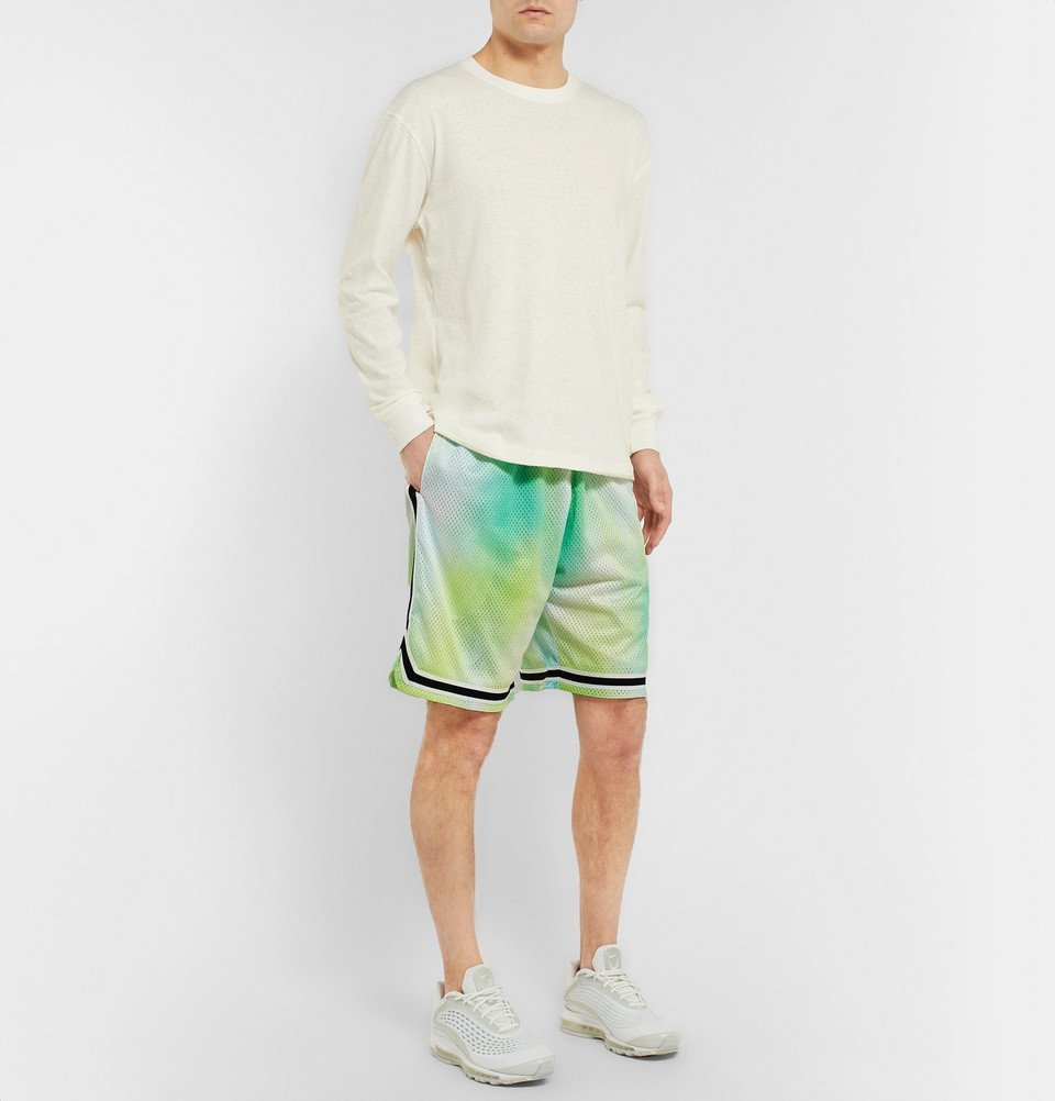 John Elliott - Tie-Dyed Mesh Drawstring Shorts - Green John Elliott