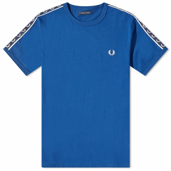 Photo: Fred Perry Authentic Men's Contrast Tape Ringer T-Shirt in Shaded Cobalt/Navy