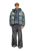 Diesel Puffer jacket in treated denim - Winter Jackets Mens in Blue