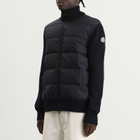 Moncler Men's Hybrid Padded Front Wool Zip Jacket in Navy