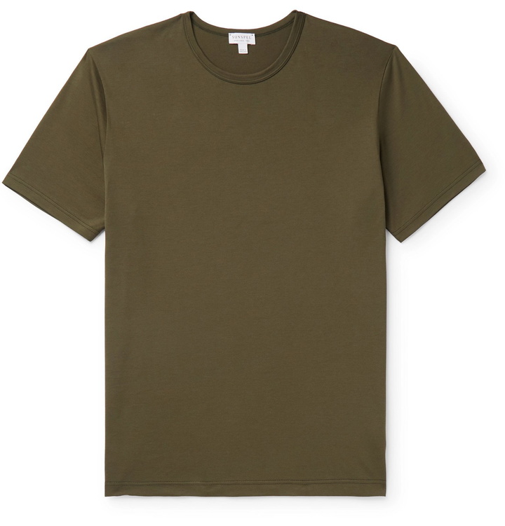 Photo: Sunspel - Slim-Fit Cotton-Jersey T-Shirt - Green