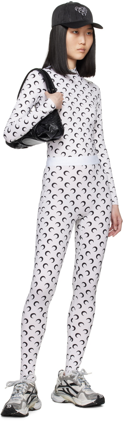 Marine Serre White All Over Moon Leggings