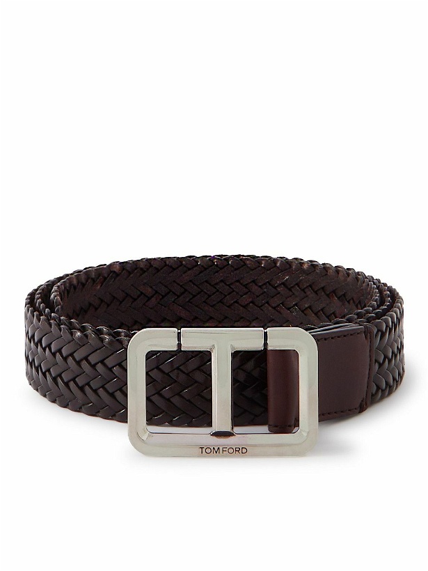 Photo: TOM FORD - 3cm Woven Leather Belt - Brown