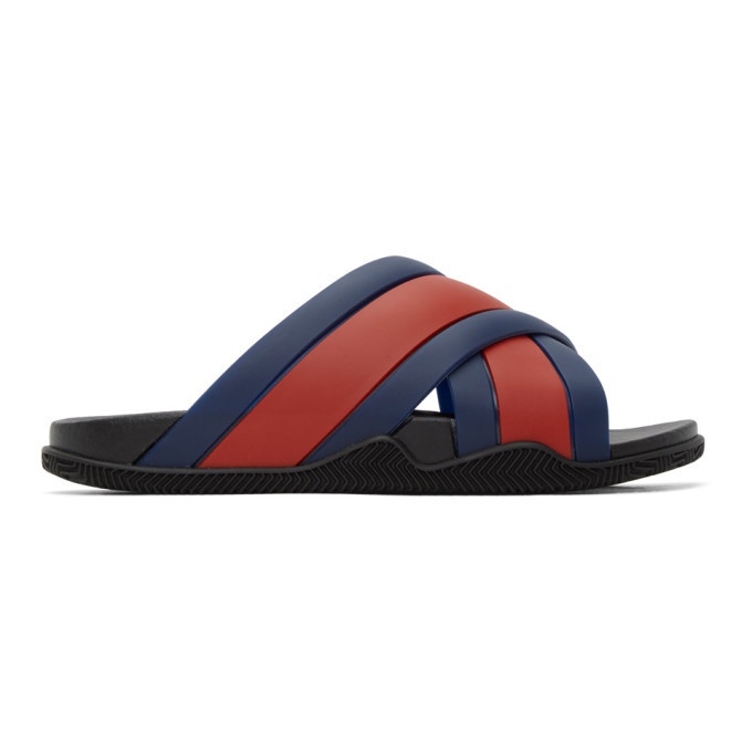 Photo: Gucci Blue and Red Agrado Slip-On Sandals