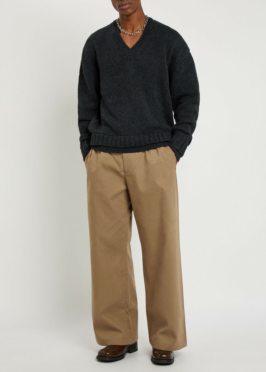 Our Legacy False Layered-effect Merino Wool Jumper Charcoal