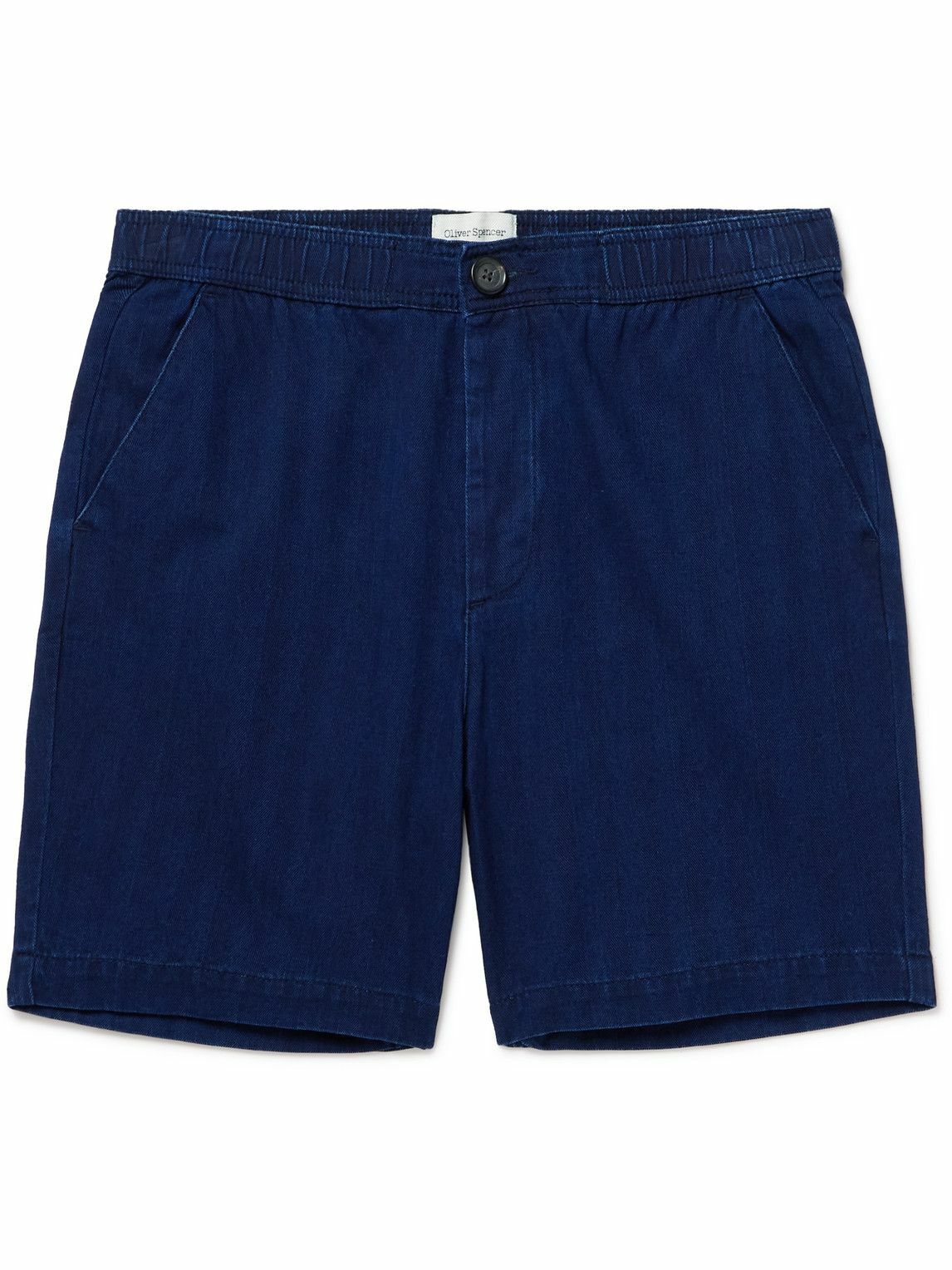 Oliver Spencer - Osborne Straight-Leg Herringbone Cotton Shorts - Blue