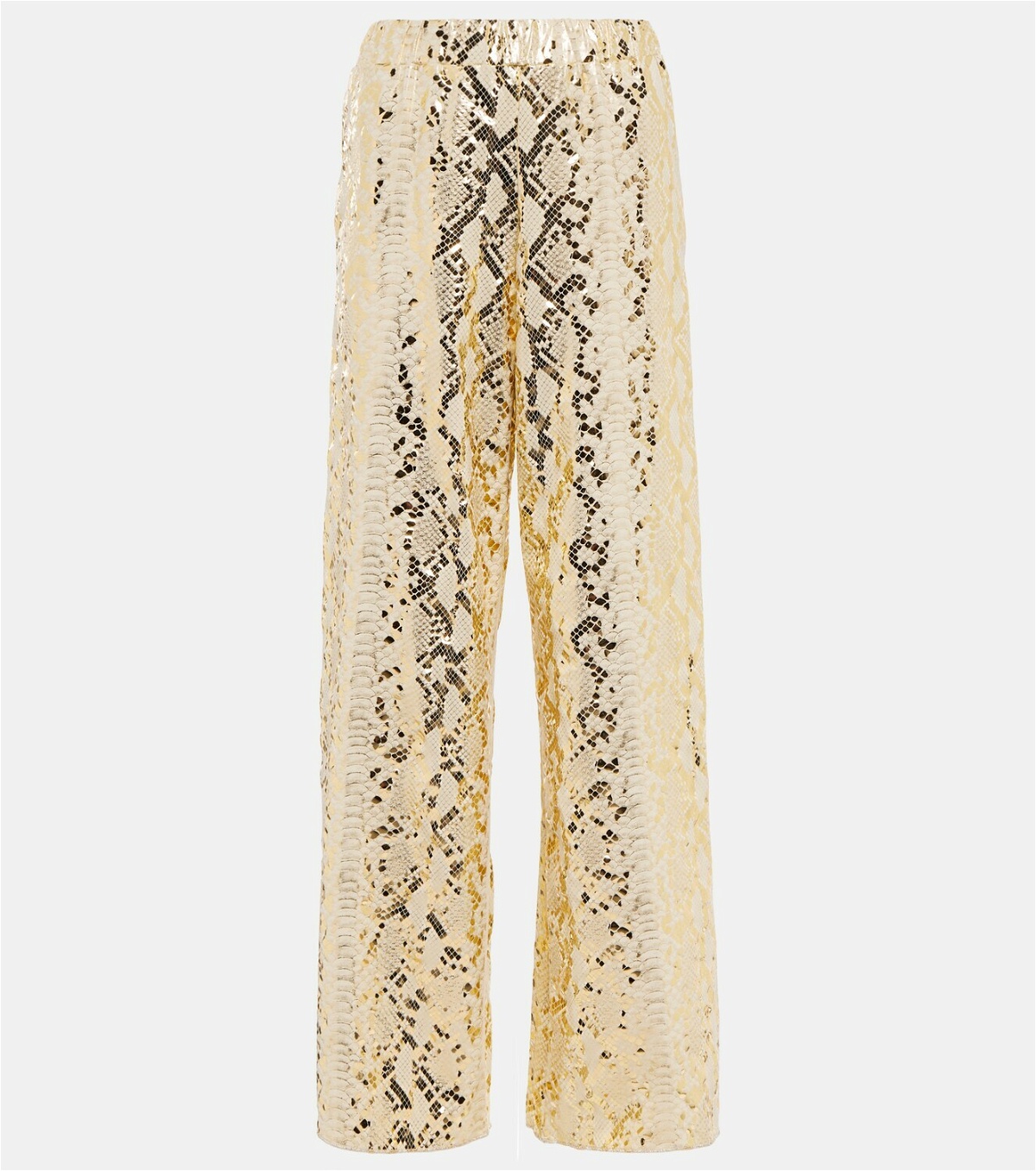 Oseree - Metallic snake-print wide-leg pants