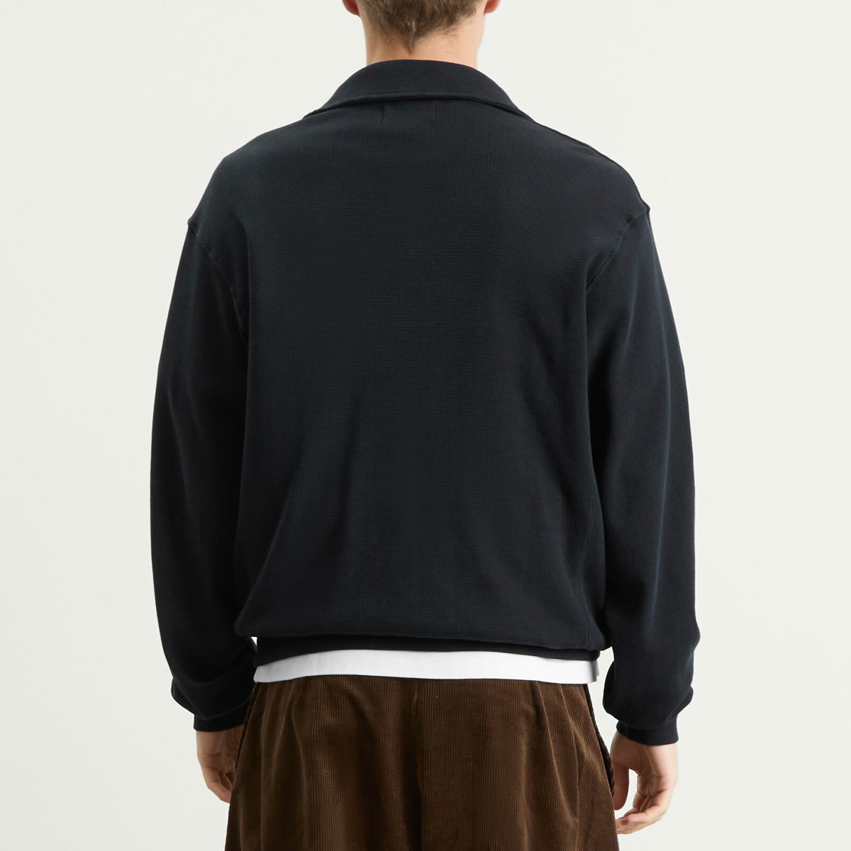 Les Tien Men's Thermal Banded Polo in Faded Black
