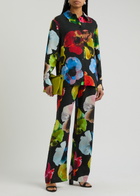 Stine Goya Floral-print Matte Satin Trousers Multicoloured 1